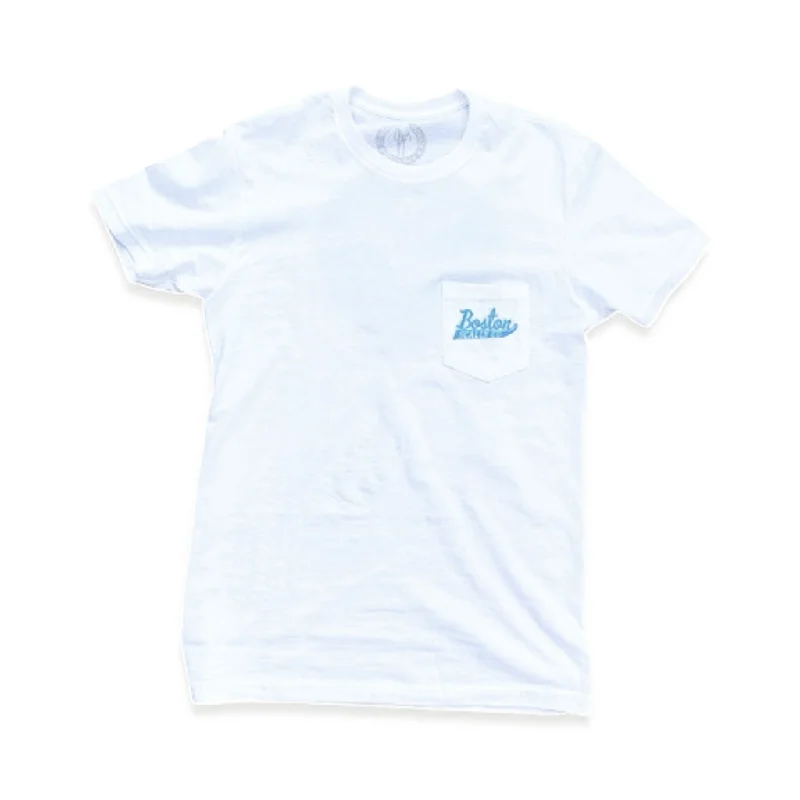 tonal faded t-shirts -Boston Scally The Cape Codder Pocket Tee - White