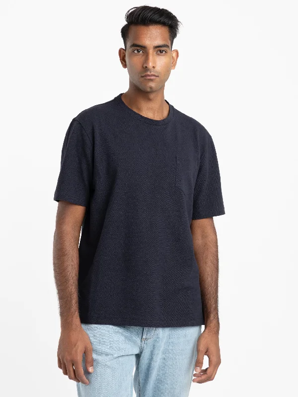 maternity bold t-shirts -Chairman Navy Piqué Pocket T-Shirt