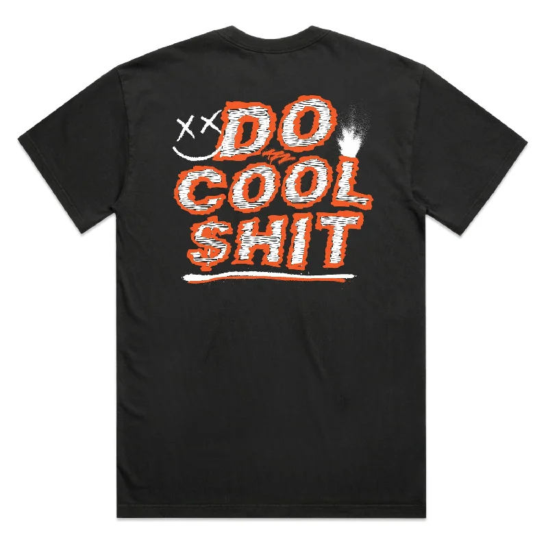 midi hem t-shirts -Black Do Cool $hit Tee