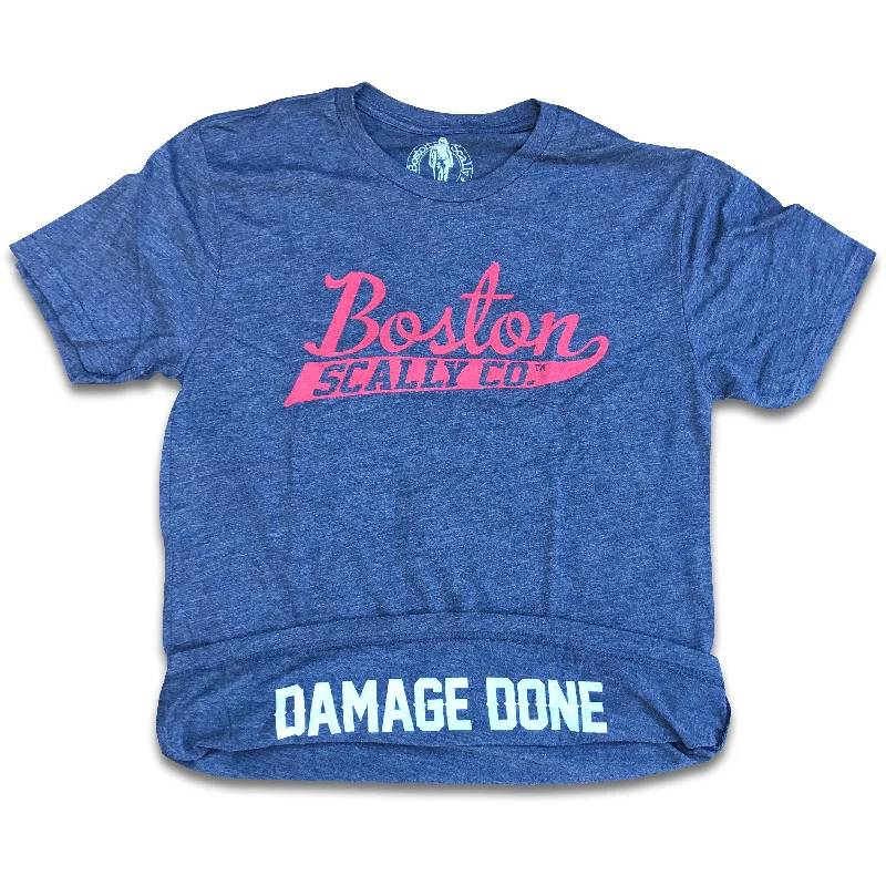 bronze chill t-shirts -Boston Scally The Damage Done T-Shirt - Game Day Blue