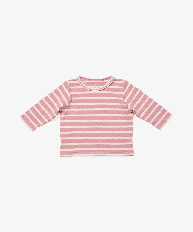 cropped hem t-shirts -Edward Baby T-Shirt, Rose Stripe