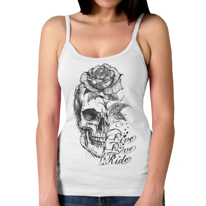 scarlet loose t-shirts -Hot Leathers Ladies Stem Skull Tank Top Shirt GLC2583