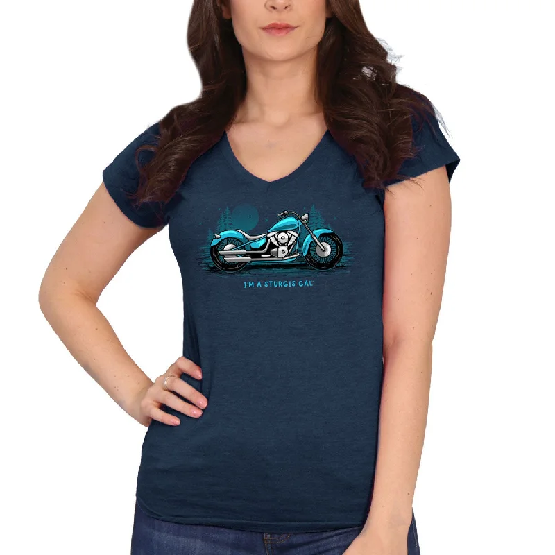 long dusk t-shirts -Hot Leathers SPL1841 Women's Midnight Navy Blue 2023 Sturgis Sturgis Gal T-Shirt