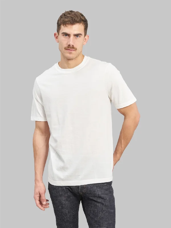 teal trim t-shirts -Merz b. Schwanen 1940s 5.5oz Loopwheeled Relaxed Fit T-Shirt White