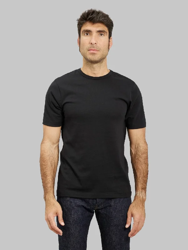 gym trim t-shirts -Merz b. Schwanen 1950s 5.5oz Loopwheeled Classic Fit T-Shirt Deep Black