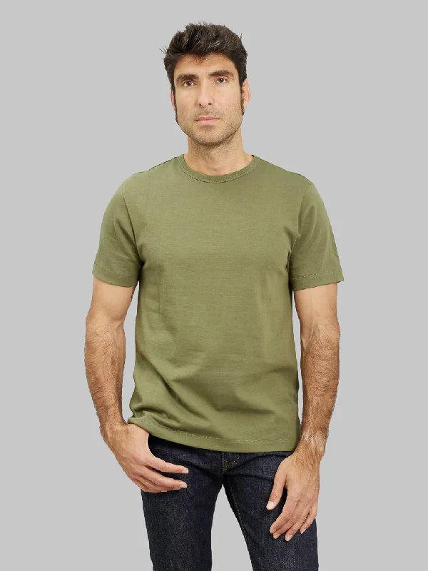 kiwi clean t-shirts -Merz b. Schwanen 215 2-Thread Heavyweight 8.6oz Crewneck Loopwheeled Classic Fit T-Shirt Army Green