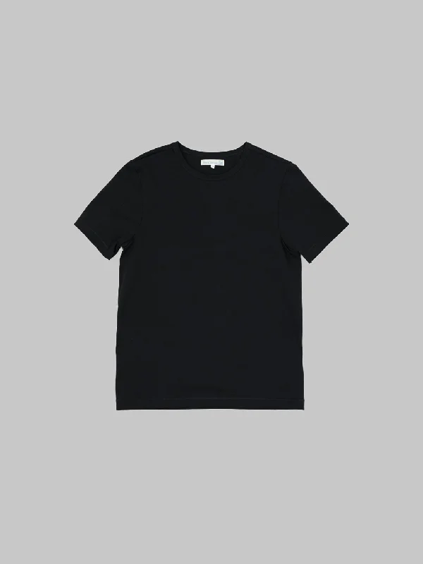 light loose t-shirts -Merz b. Schwanen 215 2-Thread Heavyweight 8.6oz Crewneck Loopwheeled Classic Fit T-Shirt Deep Black