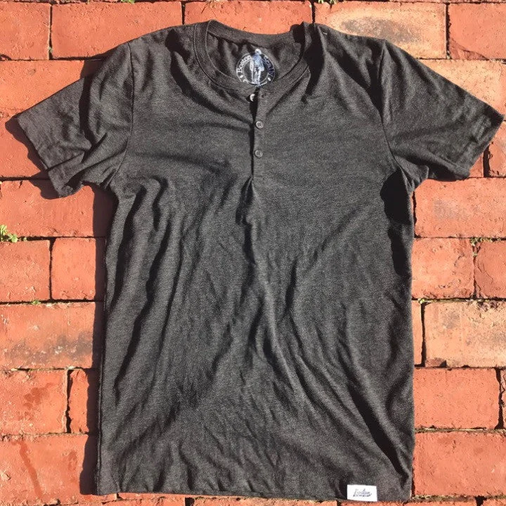 thick splash t-shirts -Boston Scally The Short Sleeve Henley - Charcoal