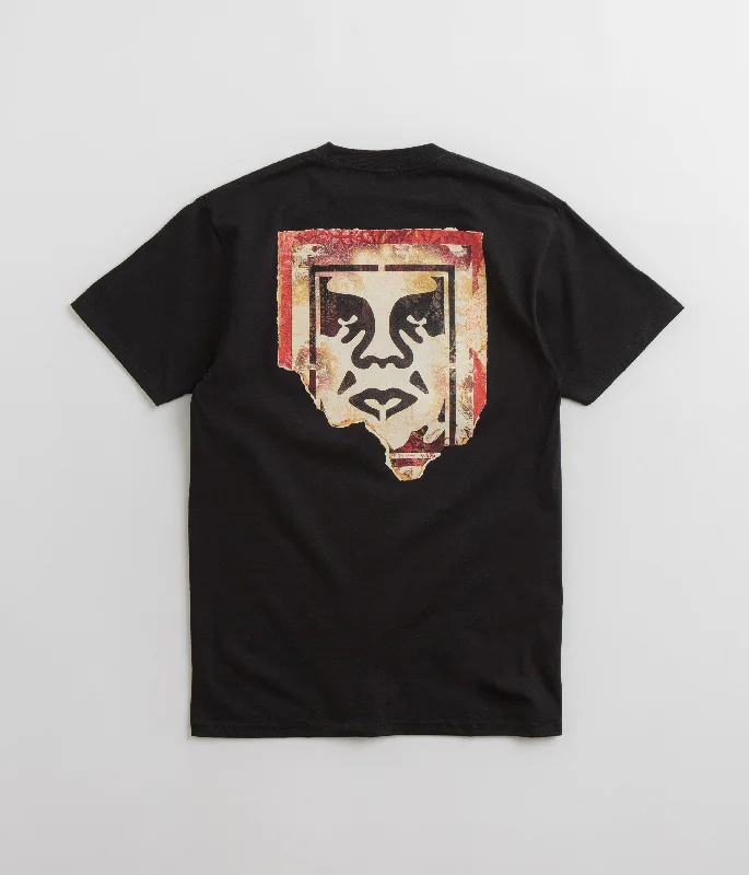 sport flow t-shirts -Obey Ripped Icon T-Shirt - Black