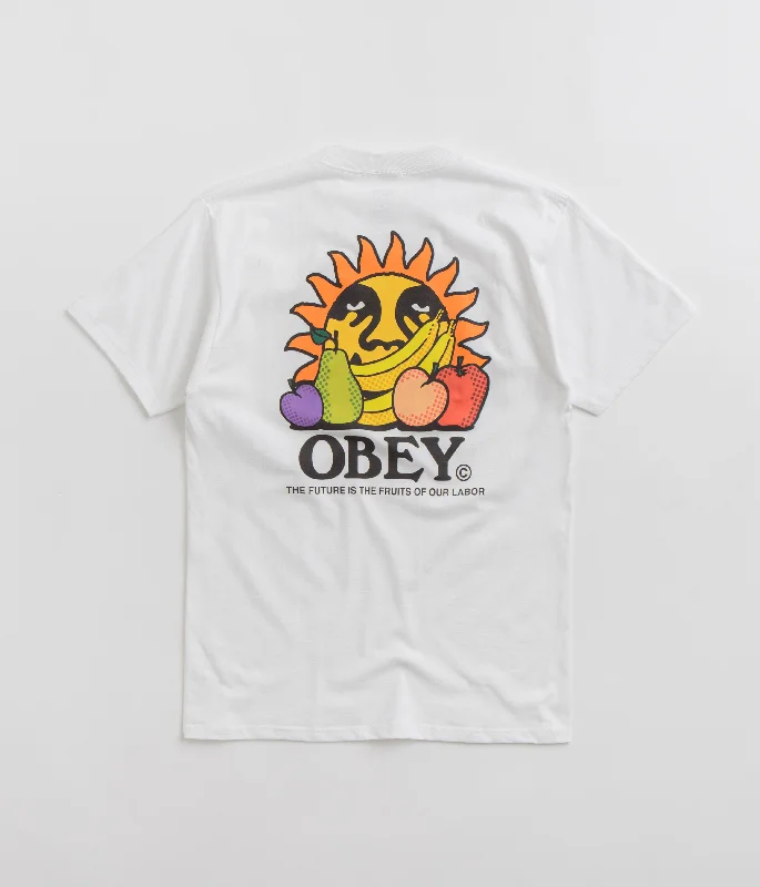 curve edge t-shirts -Obey The Future Is The Fruits Of Our Labour T-Shirt - White