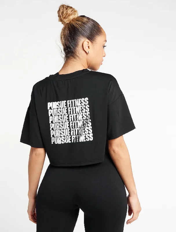 teen vibe t-shirts -Oversized Crop T-Shirt - Black