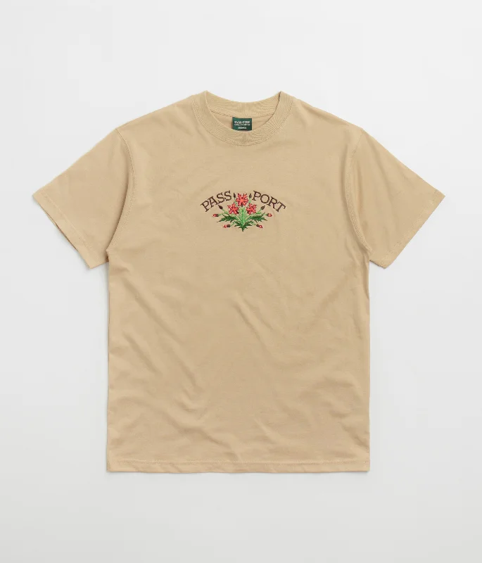 sepia faded t-shirts -Pass Port Bloom Organic T-Shirt - Sand