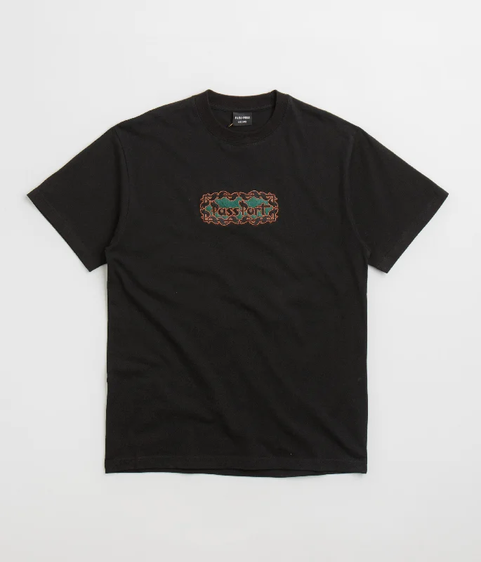 waffle vibe t-shirts -Pass Port Pattoned T-Shirt - Black