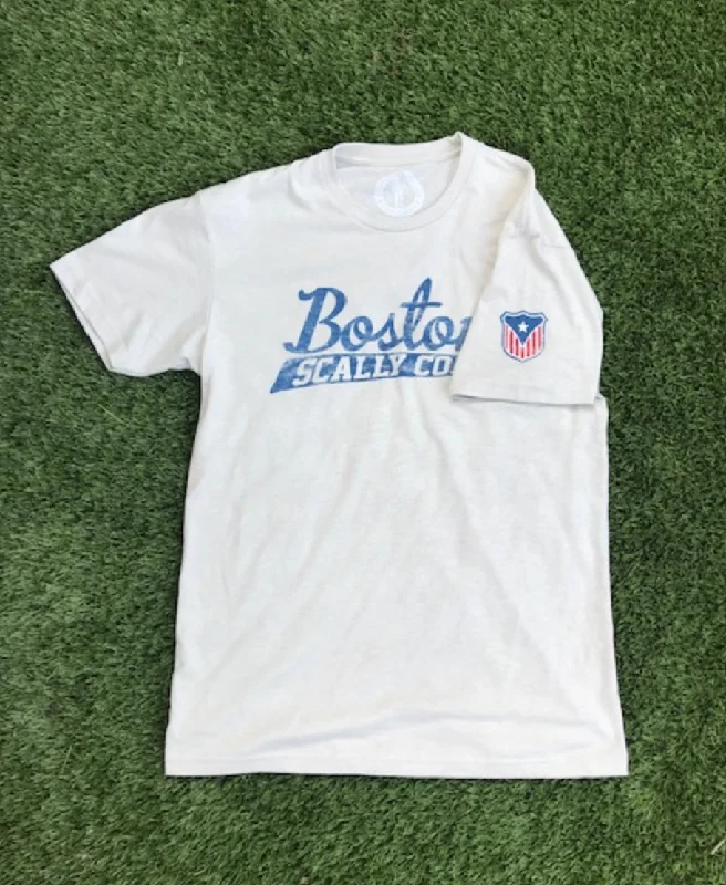 luminous print t-shirts -Boston Scally The Patriotic Crest T-Shirt - White