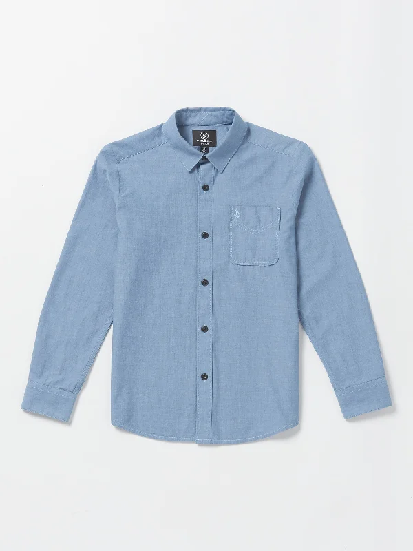 linen blend t-shirts -Big Boys Play Date Knight Long Sleeve Shirt - Chambray