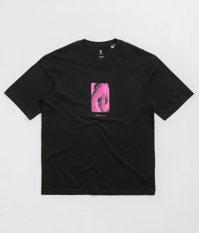 pine soft t-shirts -Poetic Collective Pink Abstract Frame T-Shirt - Black