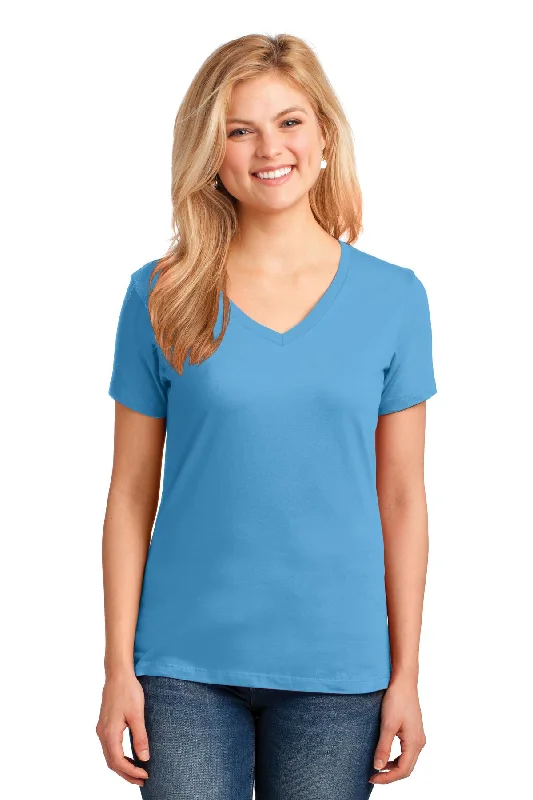 ocean textured t-shirts -Port & Company Ladies Core Cotton V-Neck Tee. LPC54V