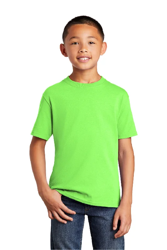 flap pocket t-shirts -Port & Company Youth Core Short Sleeve Crewneck T-Shirt - Neon Green