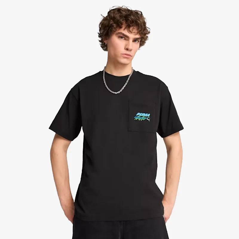 maternity cozy t-shirts -PUMA |X A$AP ROCKY POCKET TEE { PUMA BLACK