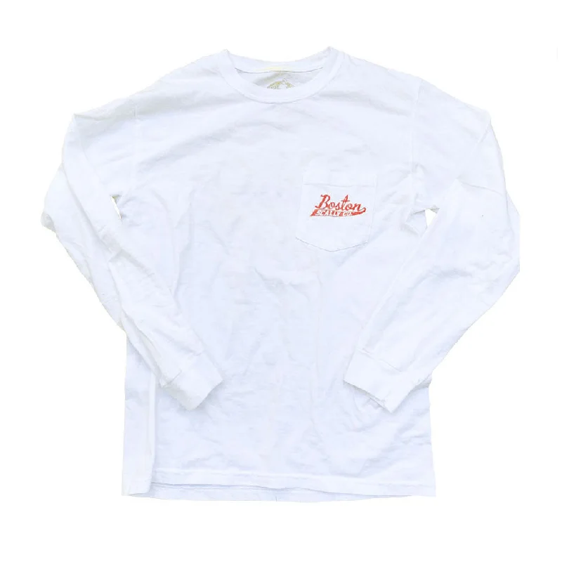 waffle vibe t-shirts -Boston Scally The Regina Pizzeria Long Sleeve Pocket-Tee - White