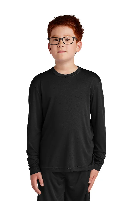 vertical stripe t-shirts -Sport-Tek Youth Competitor Moisture Wicking Long Sleeve Crewneck T-Shirt - Black