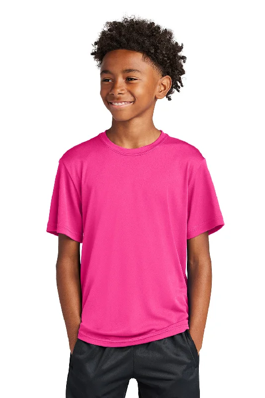 clean stitch t-shirts -Sport-Tek Youth Competitor Moisture Wicking Short Sleeve Crewneck T-Shirt - Neon Pink