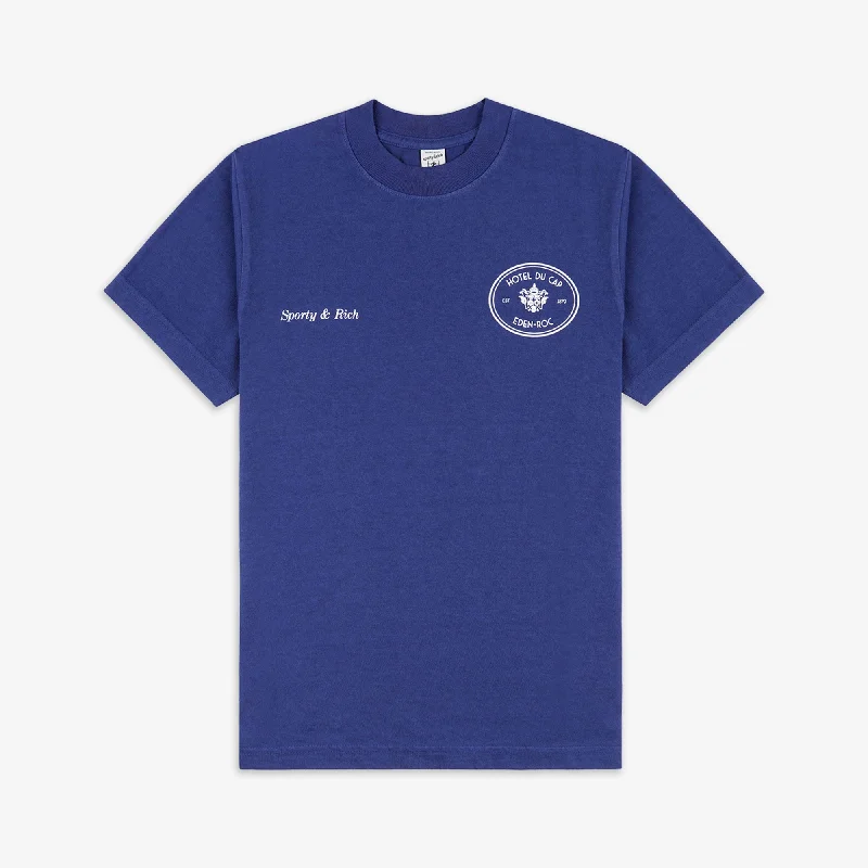 polo bold t-shirts -SPORTY & RICH | HOTEL DU CAP T-SHIRT { INDIGO/WHITE