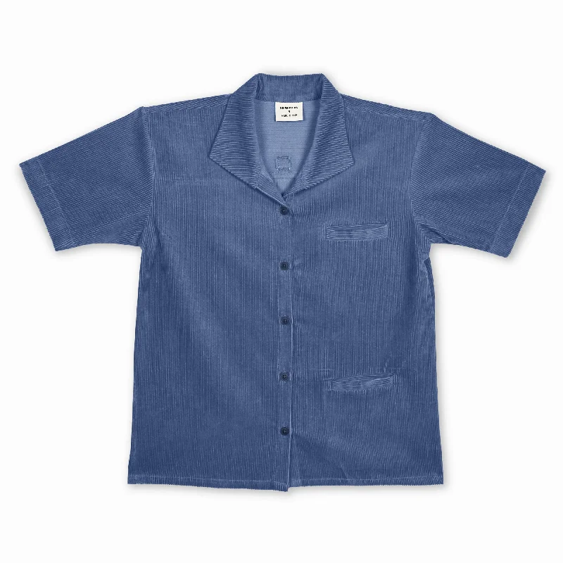 punk distressed t-shirts -SUPERKICKS | CORDUROY SHIRT { ESTATE BLUE