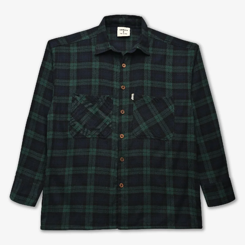 bow sleeve t-shirts -SUPERKICKS | FLANNEL SHIRT { FOREST GREEN