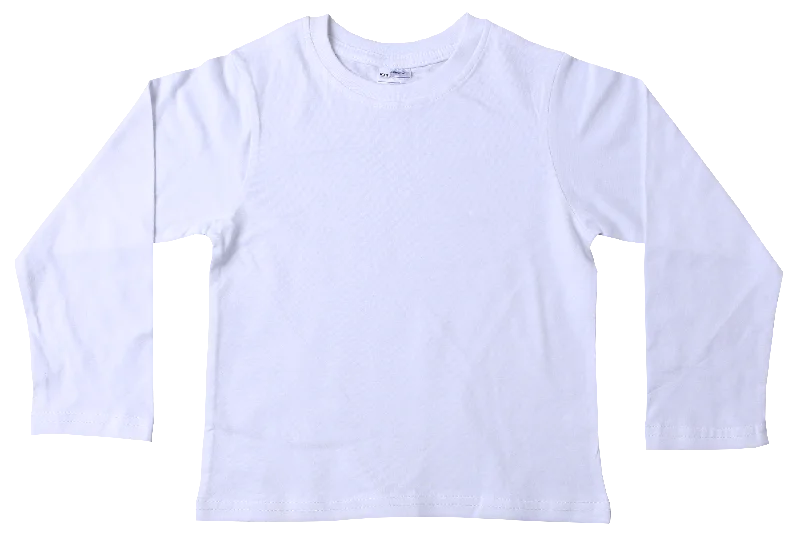 polo scoop t-shirts -T-Shirt Plain - White Long Sleeve