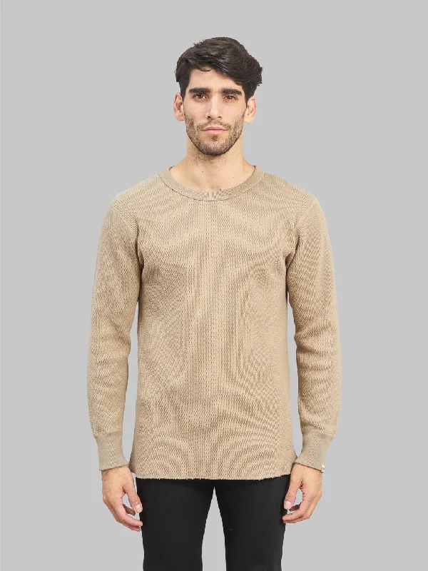 hazel soft t-shirts -UES Double Honeycomb Thermal T-Shirt Beige