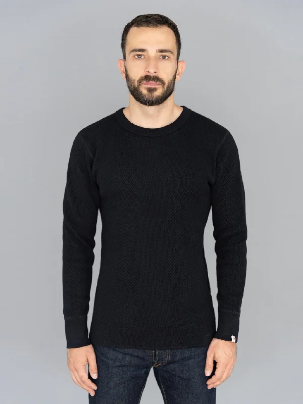 drape vibe t-shirts -UES Double Honeycomb Thermal T-Shirt Black