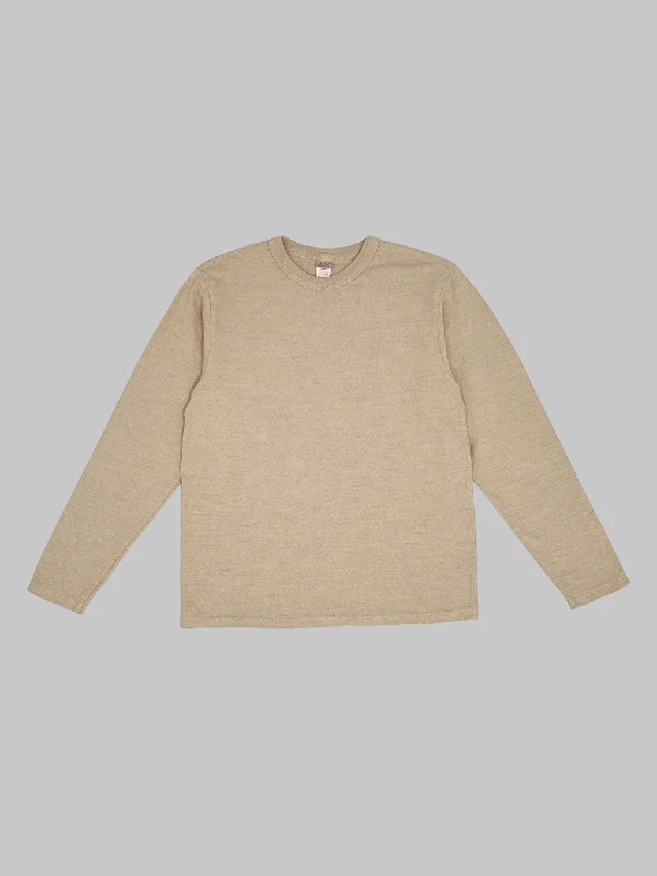 baby chill t-shirts -UES No.8 Slub Nep Long Sleeve T-Shirt Beige