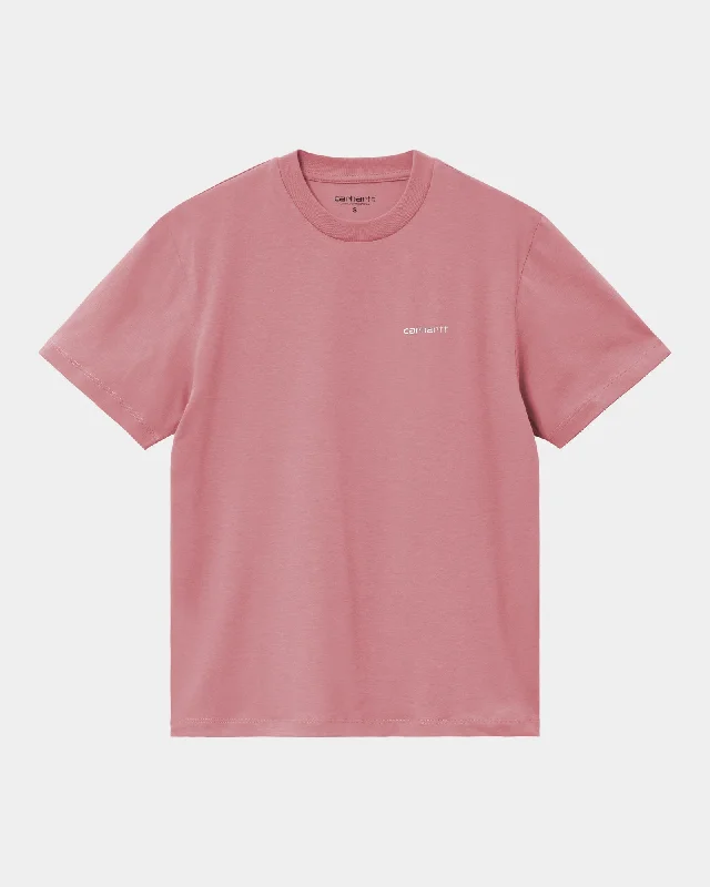 indigo soft t-shirts -Women’s Script Embroidery T-Shirt | Dusty Rose / Moonbeam