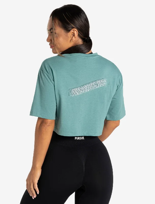 plus faded t-shirts -Wave Crop T-Shirt - Teal