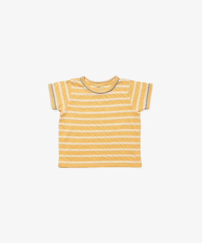 slub knit t-shirts -Willie Baby T-Shirt, Yellow Stripe