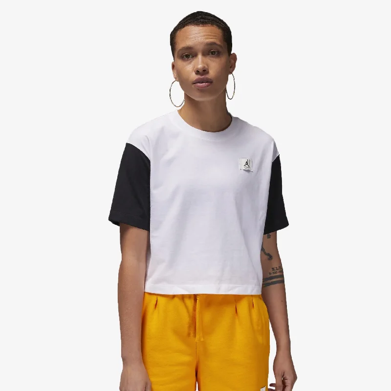 club sport t-shirts -Jordan | WMN'S JORDAN ESSEN BOXY TEE 2 'BLACK/WHITE'