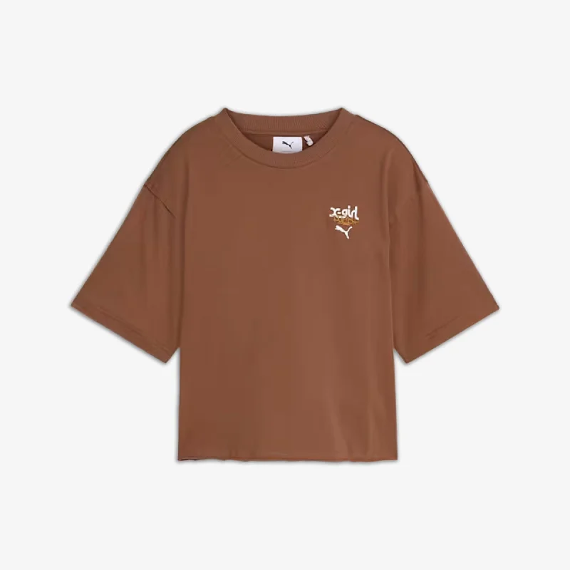 casual flow t-shirts -Puma | WMN'S X-GIRL  { BROWN MUSHROOM