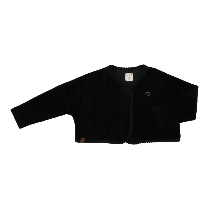 cardigan with peekaboo cut -Analogie By Lil Legs Velour Cardigan Black