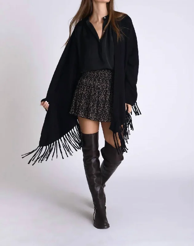 mulberry cardigan rich tone -Angel Cardi W/ Fringes In Black