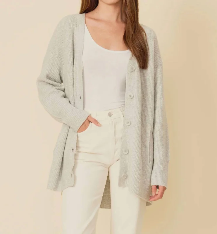 cardigan with lattice hem -Ansel Cardigan In Cloud