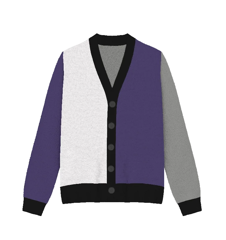 mosaic-ramie cardigan art -Asexual / Demisexual Colorblock Knit Cardigan