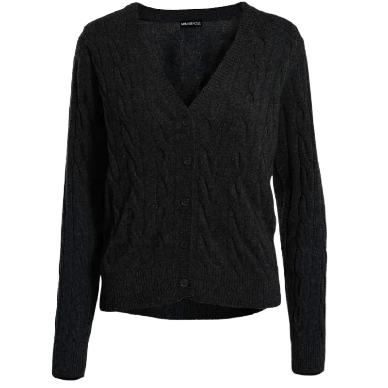 wool-suede cardigan hybrid -Cable Knit Cardigan In Black