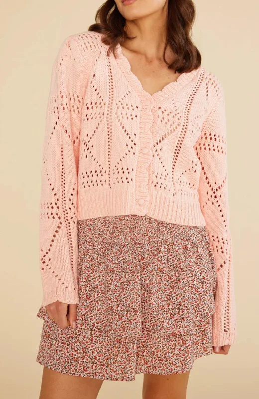 cropped cardigan lounge chic -Cara Cardigan In Pink