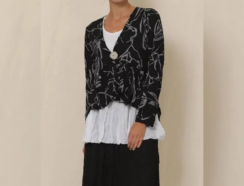 voile cardigan breezy charm -Caroline Cardigan In Black With Gray