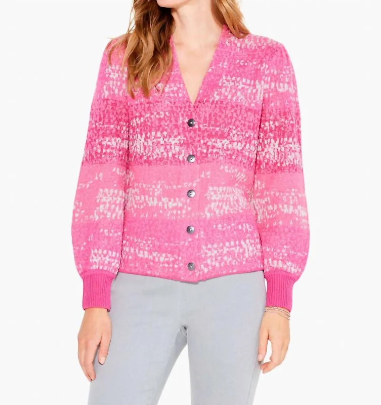 boucle-wool cardigan cozy -Confetti Cardigan In Pink Multi