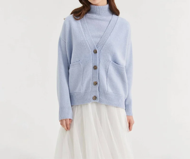 long cardigan cozy layer -Delfina Cardigan In Azzuro Nuvola