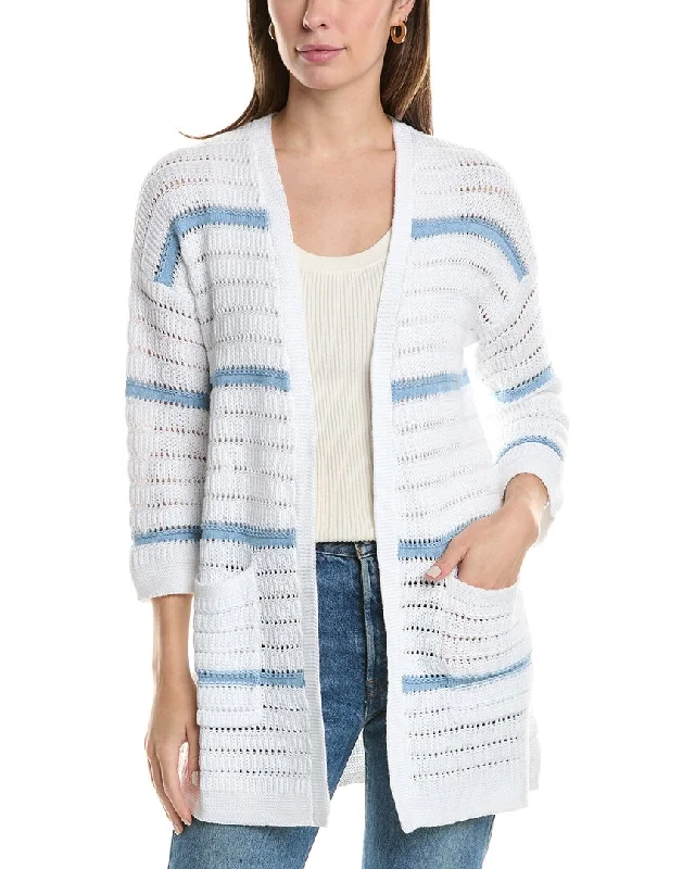 knit-ramie cardigan earthy -Forte Cashmere Texture Stripe Cardigan