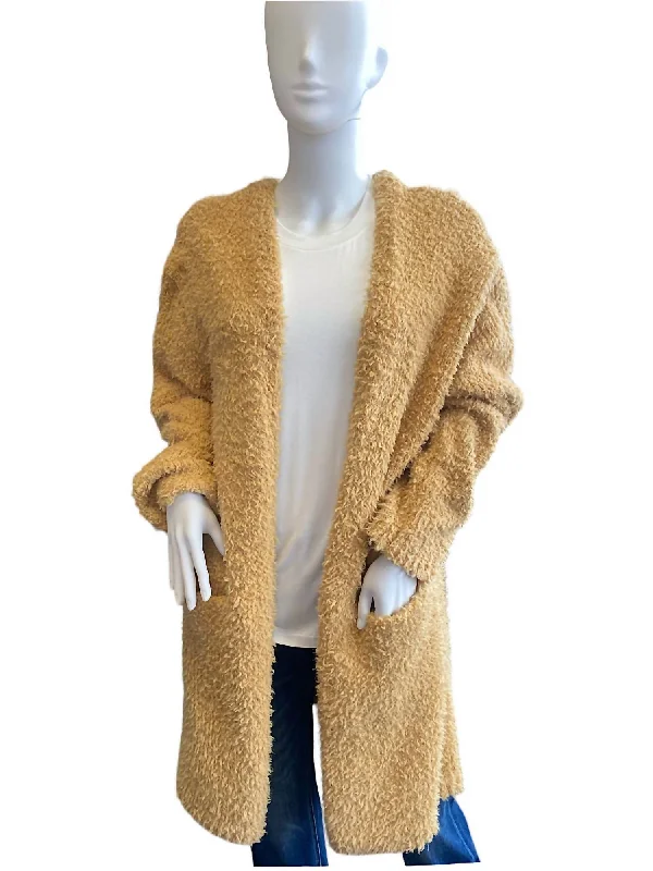 cardigan kids starry glow -Fuzzy Midi Cardigan In Mustard