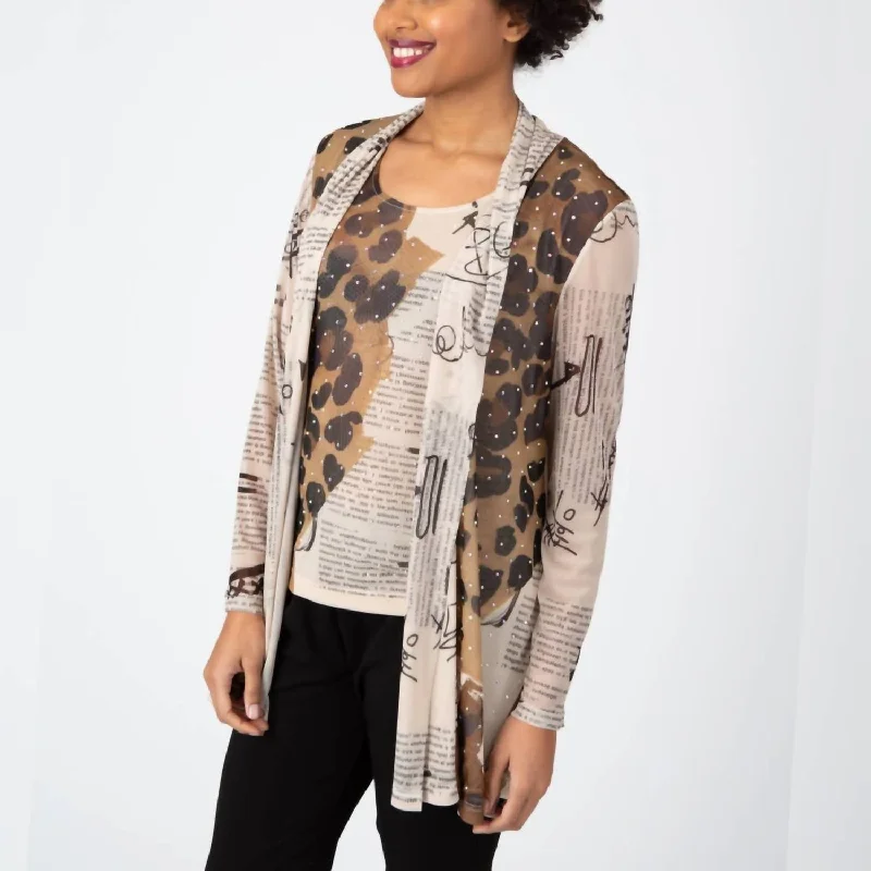 mulberry cardigan deep glow -Graffiti Mesh Duster In Multi